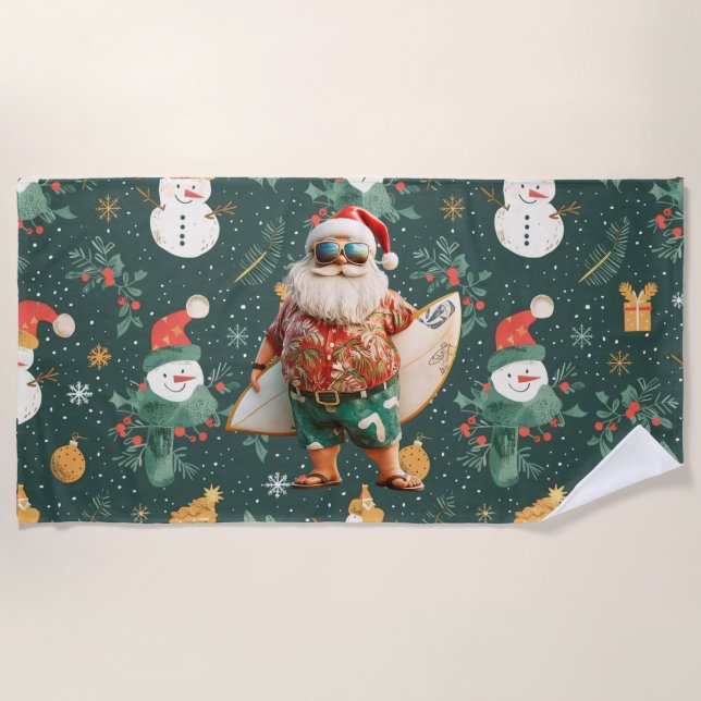 Toalha De Praia Natal em julho com SANTA CLAUS (Frente)