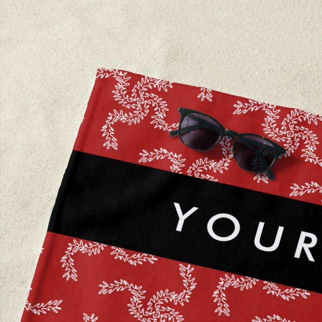 Toalha De Praia Natal Garland, Red, Seu nome, Personalize (In Situ)