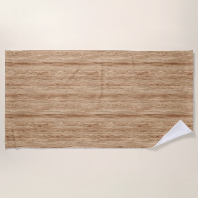 Toalha De Praia Natural Light Oak Wood Grain Texture (Frente)