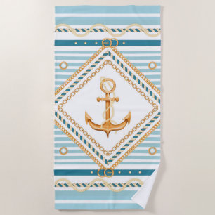 Toalha De Praia Nautica Anchor e Stripes Beach Towel