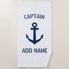 Toalha de praia náutica da âncora do capitão feito