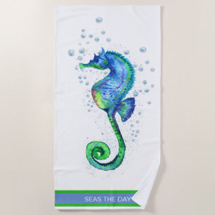 Toalha De Praia Náutico Mar Teal Aqua Blue Marine Personalizado