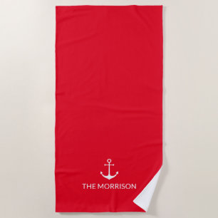 Toalha De Praia Náutico Nome de Barco Personalizado Branco Ângul