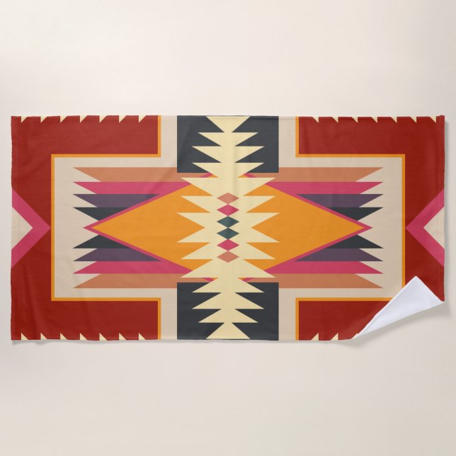 Toalha De Praia Navajo Design-8 Beach Towel (Frente)