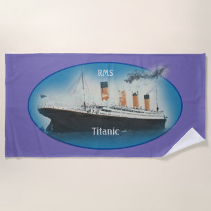 Toalha De Praia Navio com Linha de Estrela Branca de Roxo Titanico