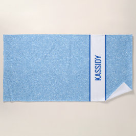 Toalha De Praia Navy + Blue Faux Glitter Bachelorette