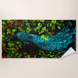 Toalha De Praia Neerlandês Art Nouveau Peacock e Butterfly