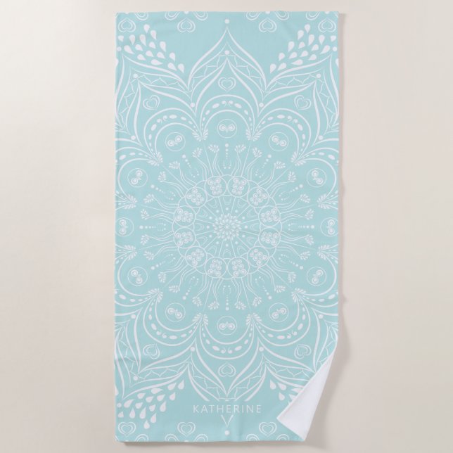 Toalha De Praia Neo Mint Mandala Elegant Boho Pattern Modelo (Frente)