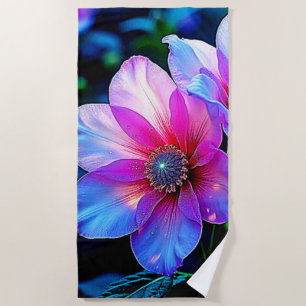 Toalha De Praia Neon Bloom Flower Magic Design