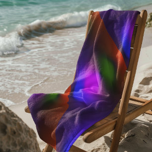Toalha De Praia Neon de Azul, Roxo, Verde e Laranja