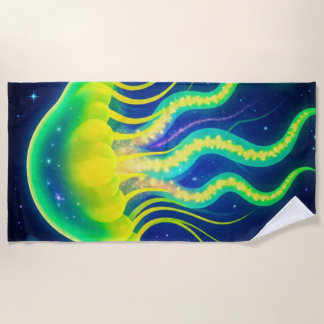 Toalha De Praia Neon Jellyfish Cósmico