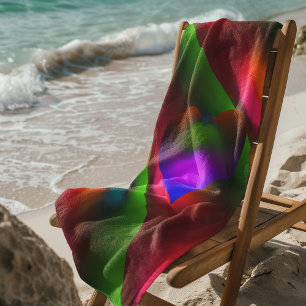Toalha De Praia Neon of Red, Pink, Orange Green