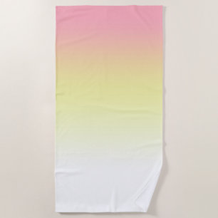 Toalha De Praia Neon Ombre Gradient Branco Amarelo-Rosa