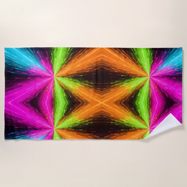 Toalha De Praia Neon Radial Burst Explosion (Frente)