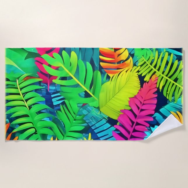 Toalha De Praia Neon RainForest Fantasy (Frente)