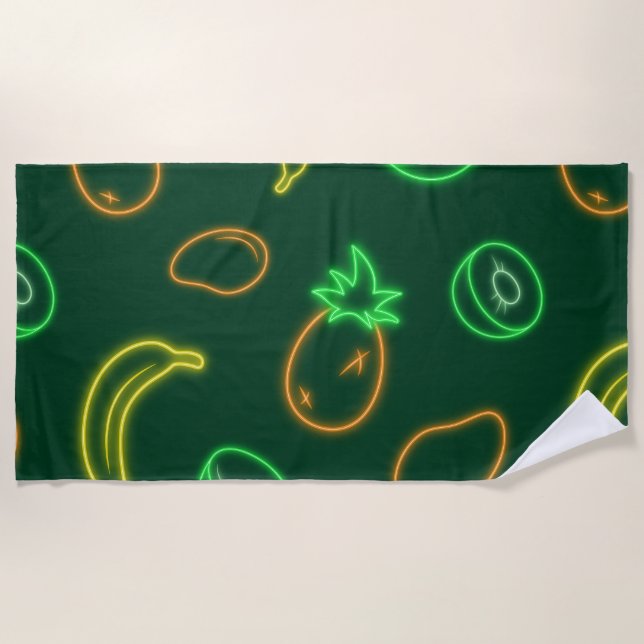 Toalha De Praia Neon Tropical Fruit Pattern Beach Towel (Frente)