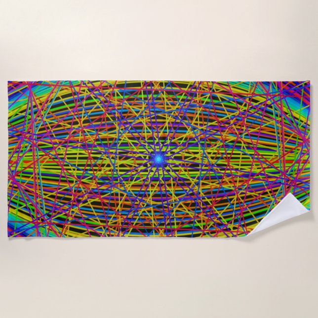 Toalha De Praia Neon Web Fractal (Frente)