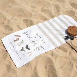 Toalha De Praia Neutros de Verão Festa de Solteira Personalizada