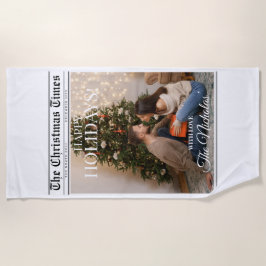 Toalha De Praia Newspaper What A Year Black White Photo Christmas