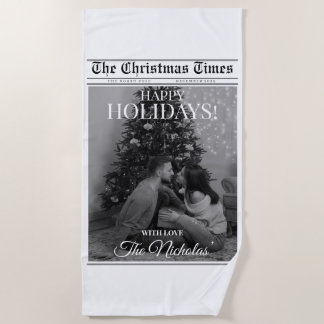 Toalha De Praia Newspaper What A Year Black White Photo Christmas