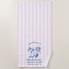 Toalha De Praia Noiva Disco Retro Cocktail Azul e Rosa