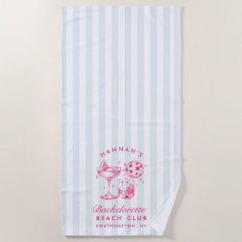 Toalha De Praia Noiva Disco Retro Cocktail Azul e Rosa