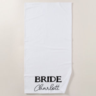 Toalha De Praia Noiva Letra Elegante Preta Branco