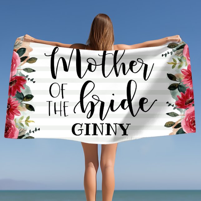 Toalha De Praia Noiva Mãe da Noiva Personalizada (Mother of the Bride Bachelorette Personalized Beach Towel)