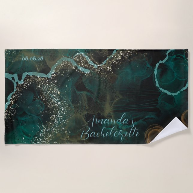 Toalha De Praia Noiva Personalizada com Brilho em Pedra  (Frente)