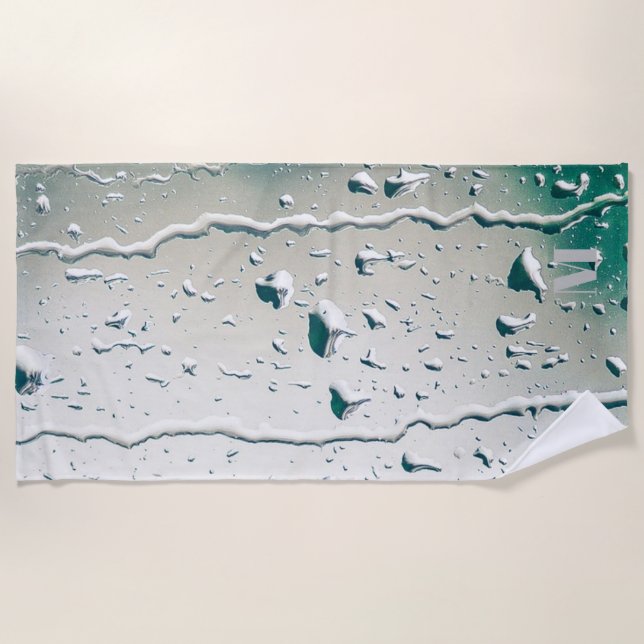 Toalha De Praia Noiva Personalizada com Monograma Branco em Forma  (Frente)