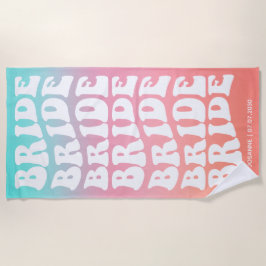 Toalha De Praia Noiva Retro Rosa Gradiente Aqua Personalizado