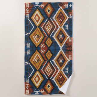 Toalha De Praia Nômade Índigo Terroso – Patchwork Tribal Artesanal