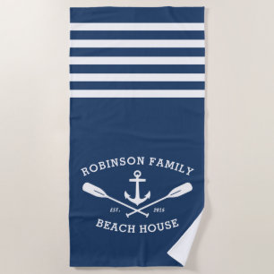 Toalha De Praia Nome da família de Oars de Âncora Náutica Beach