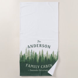 Toalha De Praia Nome da Família Local da Cabina Floresta de Pinhei