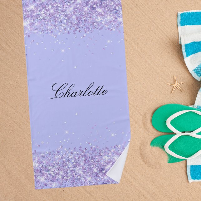 Toalha De Praia Nome da lavanda violeta (Criador carregado)