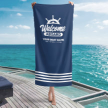 Nome de barco azul personalizado Bem-vindo a bordo