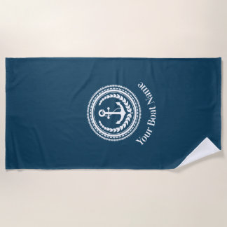 Toalha De Praia Nome de Barco Personalizado Anchor Beach Towel