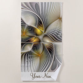 Toalha De Praia Nome de Profundidade Fratural Abstrato 3D de Illus