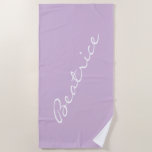 Toalha De Praia Nome de Script Mínimo Personalizado Pastel Purple<br><div class="desc">Faça uma declaração na piscina ou praia com esta toalha de praia púrpura e pastel personalizada com um nome de script elegante design. A estética moderna minimalista torna-a perfeita para as férias de verão, para as despedidas ou para o dia a dia. Um na moda e presente único para adolescentes,...</div>