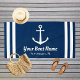 Toalha De Praia Nome do Barco Personalizado Azul Marinho Náutico (Criador carregado)