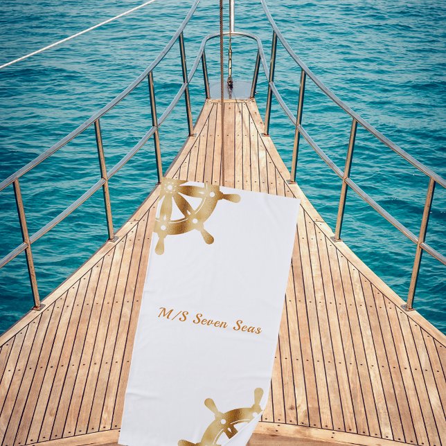 Toalha De Praia Nome do iate dos volantes de ouro branco (Criador carregado)