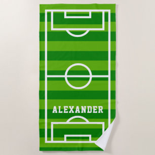 Toalha De Praia Nome do jogador verde-moderno do Soccer Pitch