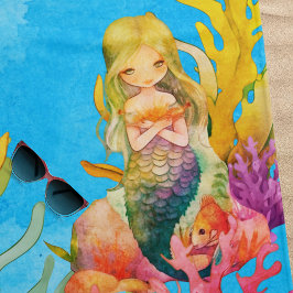 Toalha De Praia Nome do Monograma Bonito Mermaid Beach Towel