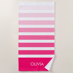 Toalha De Praia Nome do Ombro Rosa Personalizado
