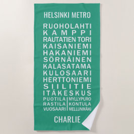 Toalha De Praia Nome e cor personalizados das Estações Metro de He