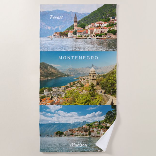 Toalha De Praia Nome e texto personalizados Montenegro (Frente)