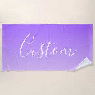 Toalha De Praia Nome em letra cursiva & Efeito Ombre Roxo Claro Ed