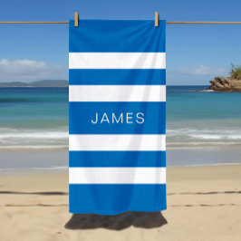 Toalha De Praia Nome Moderno Piscina Azul Francês