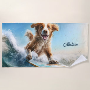Toalha De Praia Nome Personalizado Cão de Navegação
