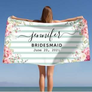 Toalha De Praia Nome Personalizado da Bachelorette Bridesmaid